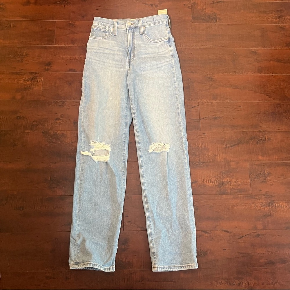 MADEWELL Denim The Perfect Vintage Straight Jean Danby Wash Knee Rip Edition 24 - Picture 4 of 12
